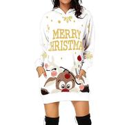 Générique Robe Noël Tricotée Femme à Manches Longues Col Rond, Sweat-Shirt à Capuche tuniquee avec Poches Coupe Ample pour Quotidien pour Soirée Noël, Réunion Amicale, Weekend, Cadeau Élégant