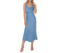 Générique Robe nuisette décontractée en satin pour femme élégante à bretelles et haute parfaite pour un usage quotidien ou une sortie sophistiquée (Light Blue, S)