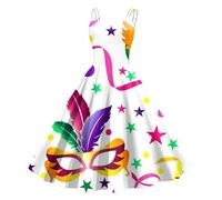 Générique Robe nuisette imprimée masque de carnaval Robe Paillette Femme Robe Femme Chic et Elegant Imprimé Fleuri Nuisette Mi-Longue Élégant Casual Été Costumes de Carnaval