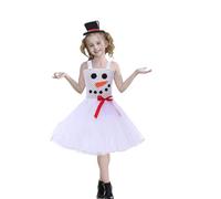 Générique Robe Orientale Déguisement de Bonhomme de Neige pour Fille,Robe Tutu Blanche fête pour Spectacle Fin d'année,élégante Jupe à Manches Bouffantes.Tenue Festive.