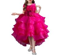 Générique Robe Orientale Fille Robe de mariée Bouffante en Dentelle irrégulière de Couleur Unie pour Enfants,Longueur Genou,Princesse