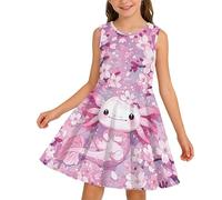 Générique Robe Orientale Fille sans Manches à imprimé Dessin animé pour Filles,Tenue d'été Mignonne et décontractée pour Jouer et Faire la fête avec Les Petites Filles