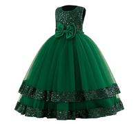 Générique Robe Orientale Robe de soirée Princesse à Paillettes et nœud pour Fille,Manches Longues,idéale pour Un Anniversaire,Un Concours ou Une représentation sur scène