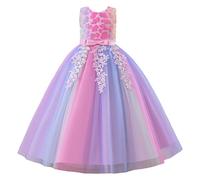 Générique Robe Orientale Robe Tutu Princesse pour Fille avec Motif de Fleurs Arc-en-Ciel.Tutu d'anniversaire pour Fille,représentation sur scène et baptême.