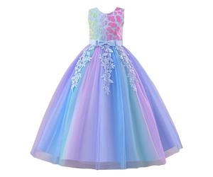 Générique Robe Orientale Robe Tutu Princesse pour Fille avec Motif de Fleurs Arc-en-Ciel.Tutu d'anniversaire pour Fille,représentation sur scène et baptême.