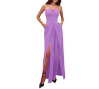 Générique Robe Ouverte Devant Combinaison évasée pour Femme, Jambe Large, col en V, épaules dénudées, Tenue décontractée pour Le Quotidien, Printemps, été, Automne Combinaison Jardinage (Purple, S)
