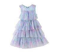 Générique Robe Paillette Fille,Robe sans Manches à Paillettes Et Volants pour Petites Filles IdéAle pour Les FêTes Et Les SoiréEs Dansantes (Blue, 9-10 Years)