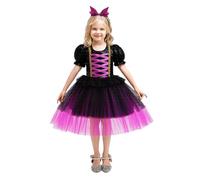 Générique Robe Paillettes Fille,Robe De Concours d'halloween à Manches Courtes (Black, 3-4 Years)