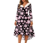 Générique Robe Patineuse Femme Ecossaise Robe de Noel Velours Chaude Femmes Sapin Bal Deguisement de Noel Elegant Mère Gala Tenue Sequins Manche Soirée Prom Dress S