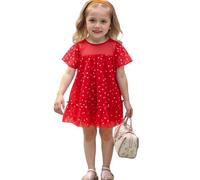 Générique Robe Petite Fille Robe d'été sans Manches à Volants pour Filles,ornée de Sequins et d'une Jupe Fluide.