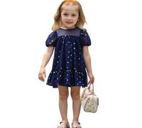 Générique Robe Petite Fille Robe d'été sans Manches à Volants pour Filles,ornée de Sequins et d'une Jupe Fluide.