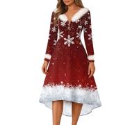 Générique Robe Pin Up Femme Mere Haut Fete Noel Paillette Longue Soirée Christmas Tenue Vintage Santa Longues Manches Robe Mère Femme Women Sapin Ceremonie Gala Costume Mere Noel 3XL