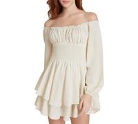 Générique Robe Pirate Femme Robe Courte Robe Pirate pour Femmes Dessous Manches Longues Épaules Dénudées À Volants Coupe Bohème D’Été De Plage Coquin pour Jeu De Rôle Carnaval