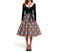 Générique Robe Portefeuille Femme Hiver Noël Sapin Mère Ronde Lutin Elegant Costume Costume Mere Noel Ecossaise Moulante Renne Robe Moche de Noel Longue Velours Tenue Noël Femme 5XL