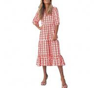 Générique Robe Portefeuille Maxi Décontractée Femmes Mode Robes Boho Imprimer Demi Manches Robe V Cou Sangle Robe Lâche Splice Robe Longue Robe De Vacances Robe Vintage Droite