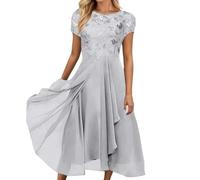 Générique Robe Portefeuille Robe décontractée en Mousseline de Soie à imprimé Floral pour Femme,Manches Courtes,Coupe Ample,idéale au Quotidien ou en soirée(White,M)
