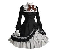 Générique Robe PoupéE Halloween-Femmes Vintage Retro Gothique Manches Longues Robe À Capuche Robes Longues Robe MariéE Halloween