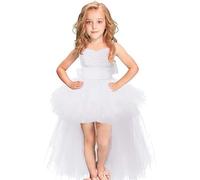 Générique Robe pour Fille Festive à Manches Longues Tulle Rose Et Maille Fête Asymétrique pour Enfant Robes De Demoiselle d'honneur Communionrobe