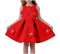 Générique Robe Princesse Fille Dress Chic et Elegant Robe de Soirée Robes Dress Respirant Robe A-Line Robe Ceremonie Vêtements de Bal Robes Funky Kleid Mode Vêtement Rouge 90