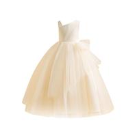 Générique Robe Princesse Fille Élégante Col Rond Vêtements Longue Demoiselle d'honneur Robe de Soirée Fête Robes de Soirée Mariage Vêtement sans Manches Luxueuse Habillement Produits Jaune, 10 Ans