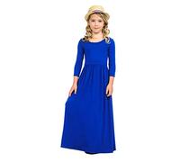 Générique Robe Princesse Fille,Enfants Tout-Petits Filles Robe Dessus du Genou Robe à Manches Longues Solide Robe Longue Robe De Princesse (Blue 3-4 Years)