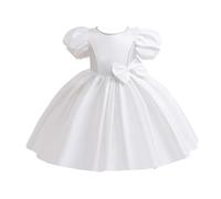 Générique Robe Princesse Fille,Flower Girl DresseSleeveJunior Bridesmaid DresA Line First DresJupe Élastique Homme (White, 7 Years)