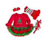 Générique Robe Princesse Fille pour Enfant Bébé Fille Robe Noël Costume Mère Noël，Nouveau-né bébé Filles noël Barboteuse Tutu Robes Tenue Bandeau jambière Chaussures Ensemble