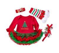 Générique Robe Princesse Fille pour Enfant Bébé Fille Robe Noël Costume Mère Noël，Nouveau-né bébé Filles noël Barboteuse Tutu Robes Tenue Bandeau jambière Chaussures Ensemble