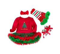 Générique Robe Princesse Fille pour Enfant Bébé Fille Robe Noël Costume Mère Noël，Nouveau-né bébé Filles noël Barboteuse Tutu Robes Tenue Bandeau jambière Chaussures Ensemble