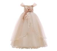 Générique Robe Princesse Fille Robe Fluide Femme avec Ceinture réglable Col Rond Brodé Sequins Beach Casual Dress Cravate Taille Robe trapèze Printemps Automne 3-7 Ans