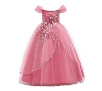 Générique Robe Princesse Fille Robe Fluide Femme avec Ceinture réglable Col Rond Brodé Sequins Beach Casual Dress Cravate Taille Robe trapèze Printemps Automne 3-7 Ans