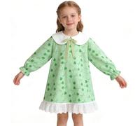 Générique Robe Princesse Robe de Fille à Manches Longues imprimée de Quatre Feuilles avec nœud décoratif,Motif Floral élégant,idéale pour Les fêtes