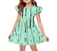 Générique Robe Printemps-été Fille à Manches Papillons - Col Rond, Jupe à insertions et Coupe A-Line à Motif ludique.(2-Menthe Verte,9-10 Ans)