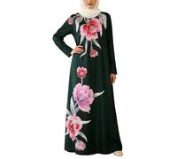 Générique Robe Pull élégante pour Femme Musulmane à col Rond avec imprimé Floral Poches intégrées et Style Moyen pour Une Tenue Modeste Confortable (Army Green, M)