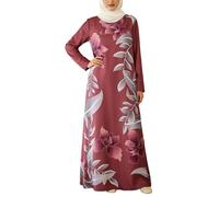 Générique Robe Pull élégante pour Femme Musulmane à col Rond avec imprimé Floral Poches intégrées et Style Moyen pour Une Tenue Modeste Confortable (L)
