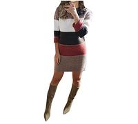 Générique Robe Pull Femme Hiver en Maille, Robe Longue Hiver Femme Col V Ample en Maille Long Pullover Tricot Robe De Noël À Manches Longue Hiver Chandail Mini Robe