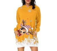Générique Robe Pull Femme Noël Manche Longue Top Automne Hiver Tricoté, Sweat-Shirt à Capuche Design Motif Festif pour Saison Automne Hiver pour Fête de Noël, Réunion Familiale, Cadeau Chaud
