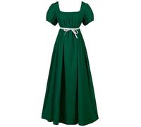 Générique Robe Régence Verte Renaissance pour Femme Costumes D'opéra Spéciaux Costume avec Ceinture Taille Empire Longue À Volants Et Manches Bouffantes pour Fêtes Mariages Et Gala
