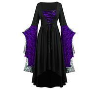 Générique Robe RéTro MéDiéVale Femme avec Manches Trompette, Robe MéDiéVale Renaissance Gothique Maxi Victorienne Longue Costumes Halloween Femme Tenue Halloween Gothique Romantique DéGuisement Sexy