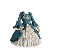 Générique Robe Rétro Médiévale Femme, De Mariée Halloween Costume Adulte Femme Deguisement American Nightmare D'Halloween Tenu Vetements Vintage Moyen Age Victorian Era (Bleu,4XL)