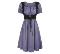 Générique Robe Rétro Médiévale Femme, Princesse Longue Costume Deluxe De Reine Deguisement Halloween Femme Infirmière Moyen Age Manche Courte Tenue Vêtements Moyen Age (Violet,XXL)