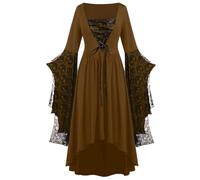 Générique Robe RéTro MéDiéVale Femme, Robe Princesse Cosplay Costume Halloween Ado Halloween Costume Femme Zombie Pour Toussaint Carnaval Drame FêTe Blanche Vintage Deguisement Clown