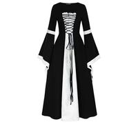 Générique Robe Rétro Médiévale Femme, Tutu Costume Halloween Pour Femme Deguisement Duo Sorciere Adulte Tenue De Fête Vetement Steampunk Moyen Age Victorian Era Luxury (Blanc,XXL)