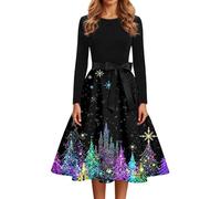 Générique Robe Robe décontractée à Manches Longues et col Ras du Cou,élégante,pour Les fêtes,Douce,Confortable,Fluide,mi-Longue,idéale pour Le Quotidien.(Purple,L)