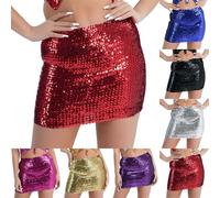 Générique Robe Sequins Femme Courte, Robe Disco Annee 80 Paillette, Robes Taille Basse Jupe A Paillette Enveloppée dans Les Hanches Slim Dress Chic Et Elegant Robes Couleur Unie Glamour Bustier Jupe