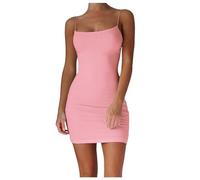 Générique Robe Sexy Dos Ouvert Jupe Crayon V Sexy Style Couleurs Vives Robe Moulante Dos Nu à Bretelles sans Manches Couleur Unie