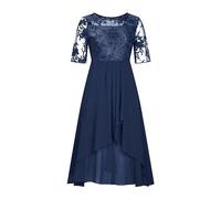 Générique Robe Sexy Femme Chic - Robe Noire Femme - Robe Mi-Longue en Mousseline De Soie Brodée Et Dentelle Transparente pour Femme