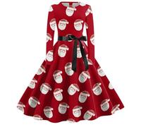 Générique Robe Soirée De Noël Flocons Neige Carnaval Festive Tenue Joyeux Pailletée Fêtes Matière Fluide Nœud Papillon Femme Broderie Festonne Renne Polaire Dentelle Perles Noel Chic