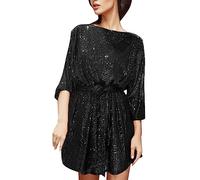 Générique Robe SoiréE Longue Robe décontractée pour Femmes à Manches Longues à Sequins mi-Longue Jupe pour Femmes Taille Sexy