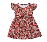 Générique Robe Soiree Princesse Robe décontractée à imprimé Baseball pour Filles,avec Volant,Tenue d'été ludique pour Tout-Petits et Petites Filles